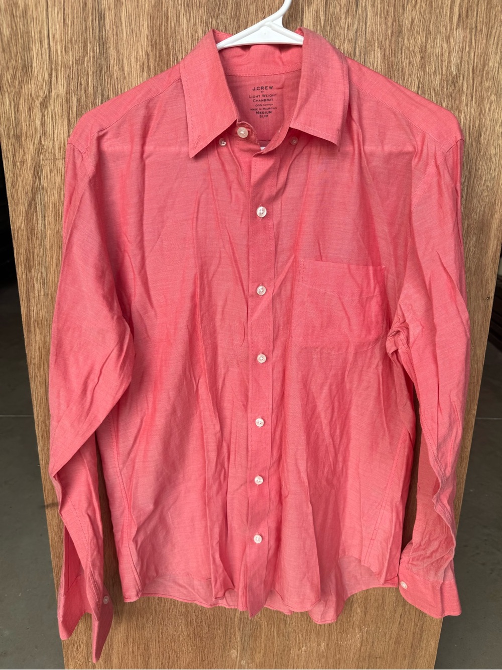 J. Crew 100% Cotton Chambray Men's Coral Button-Down Shirt
